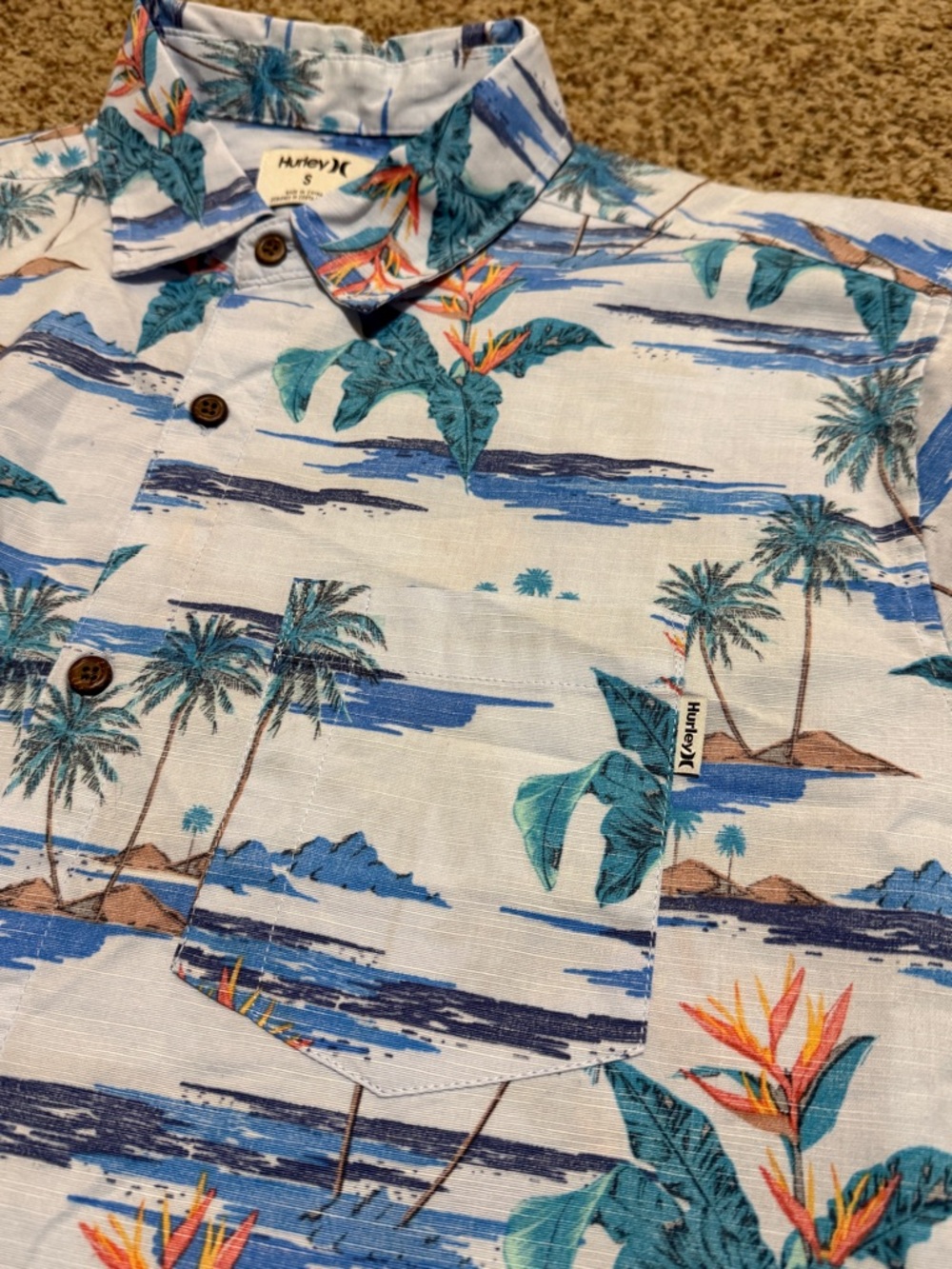Hurley Mens Tropical Hawaiian Button Down Shirt Size S NWT - Picture 3 of 7